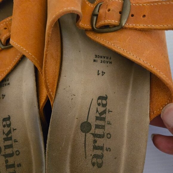 Artika soft orange leather mules slides Size 41/10 - Picture 2 of 4